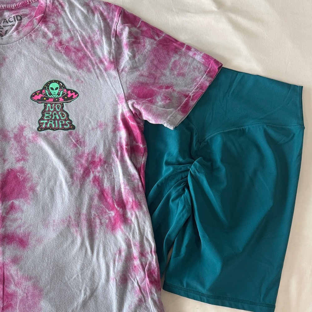 Tie-Dye T-Shirt and Teal Shorts Set